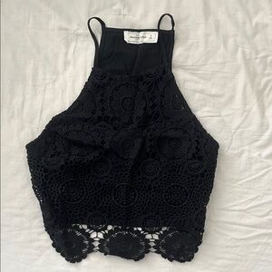 Abercrombie & Fitch Black Crochet Crop Top